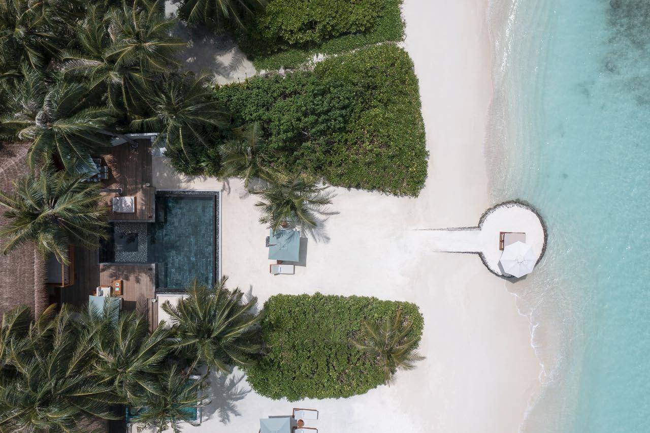 Two Bedroom Beach Pavilion with Pool, Drohnenaufnahme, Huvafen Fushi Maldives
